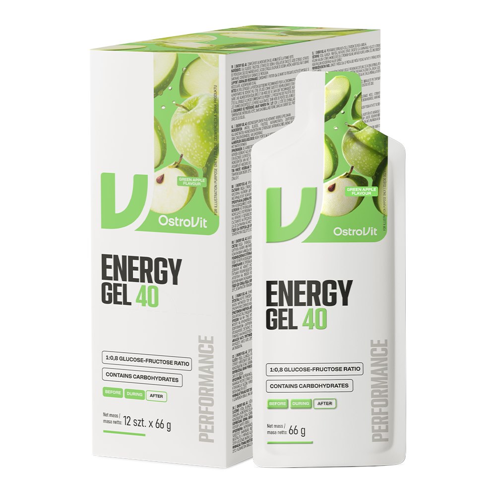 OstroVit - Energigel 40 - Gr&ouml;nt &auml;pple, 12 &times; 66 g
