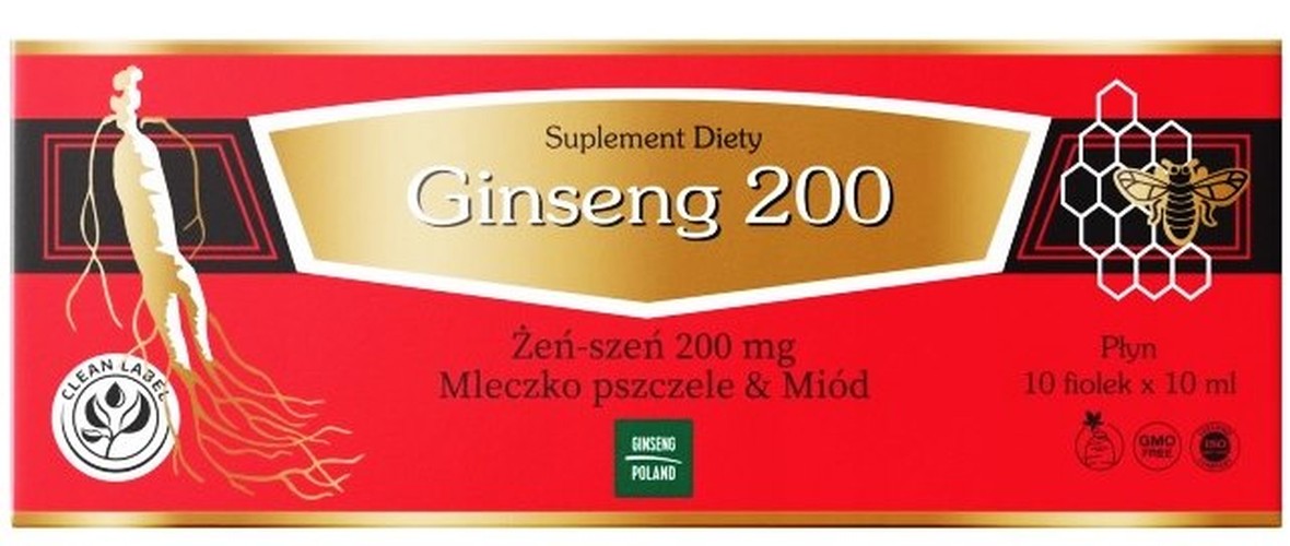 Ginseng Poland - Ginseng 200 Ginseng + Royal Jelly + Honey 10X10ml Vials
