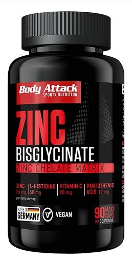 Body Attack - Zinc Bisglycinate - 90 Caps