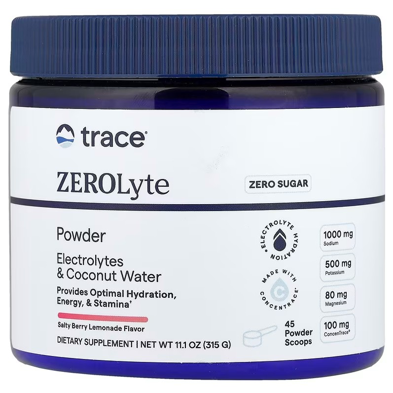 Trace Minerals - ZEROLyte pulver - Salt tropisk frukt, 336 g