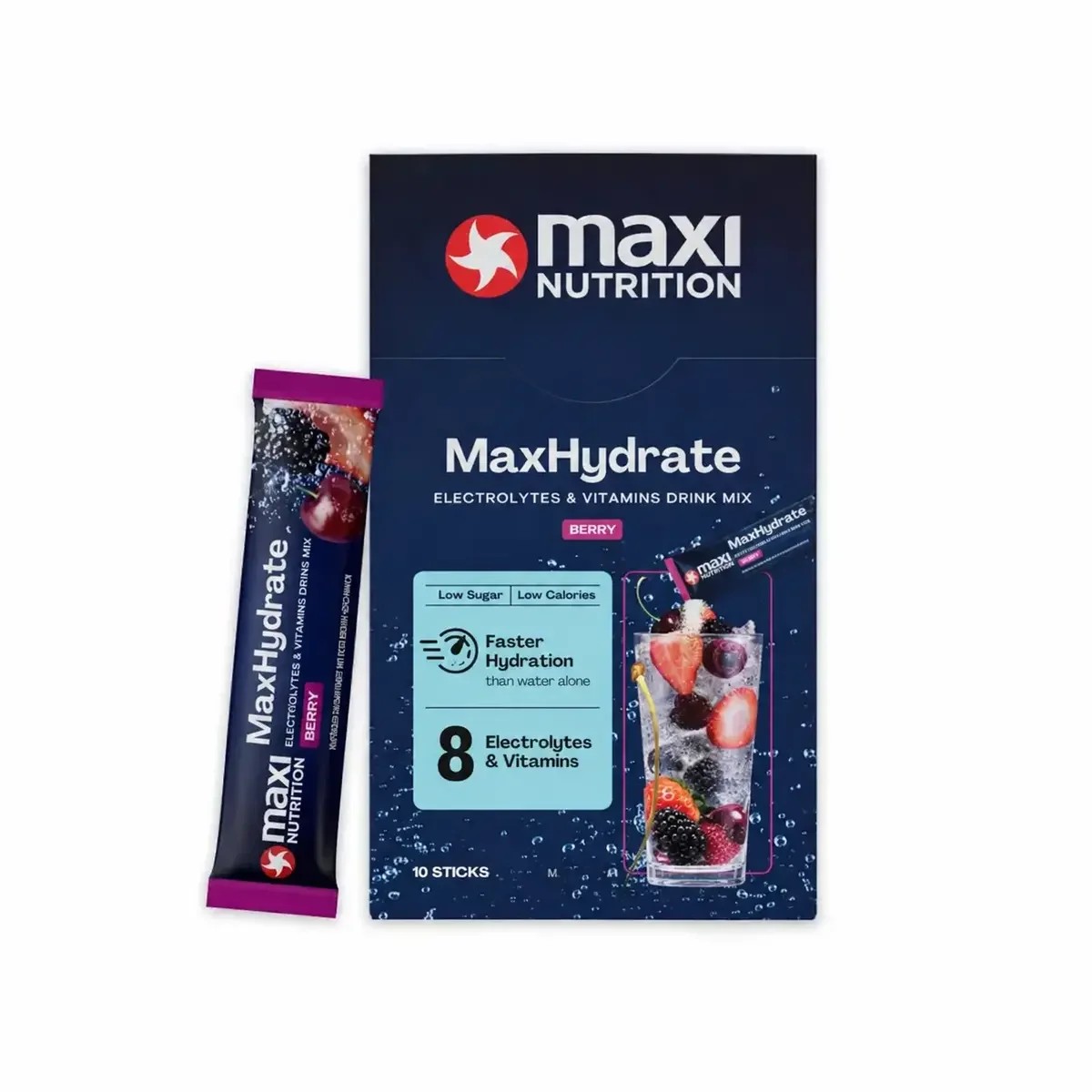 MaxiNutrition - MaxHydrate elektrolytdryckpulver - Citron, 10 portionspåsar, 10 × 16 g