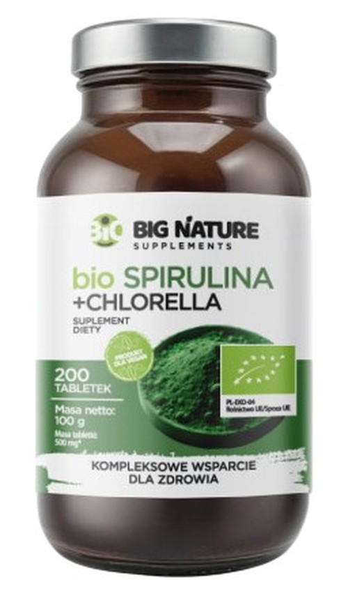 Big Nature - Spirulina + Chlorella Organic - 200 Tabs